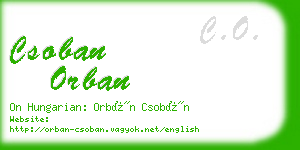 csoban orban business card